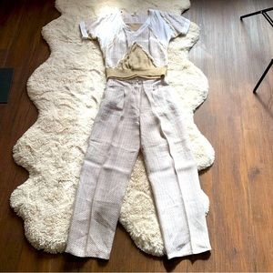 Vintage 80s Giusi Slaviero Italian Designer Luxury Blouse & Slacks Set